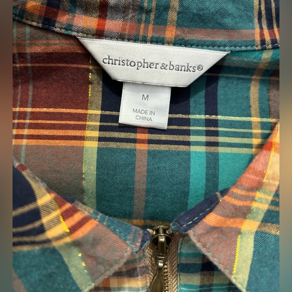 Christopher & Banks zip up flannel shirt size M - Picture 5 of 6